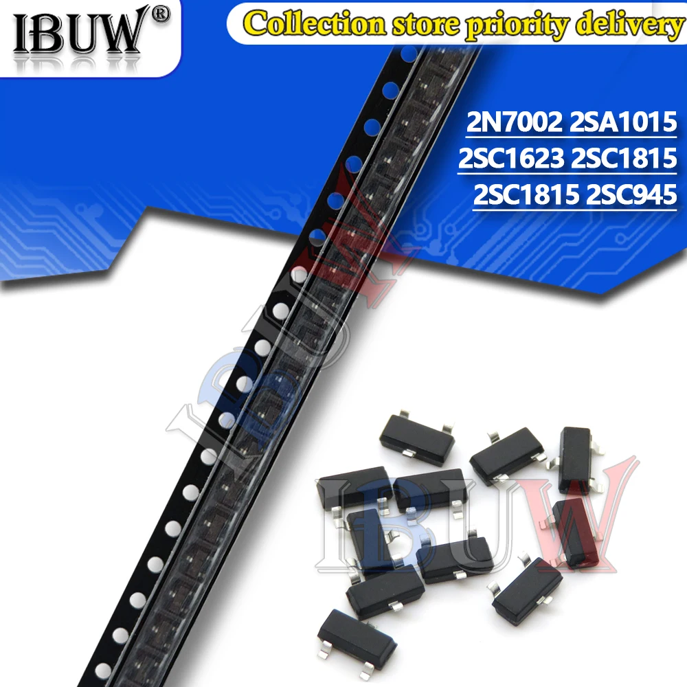 100 шт. 2N7002 2SA1015 2SC1623 2SC1815 2SC945 A1015 C1623 C1815 C945 SOT23 | Электронные компоненты и
