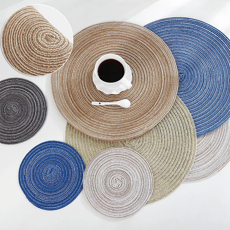 

Лидер продаж 2021, круглая термостойкая однотонная подстилка, льняная Нескользящая подставка, аксессуары для украшения дома