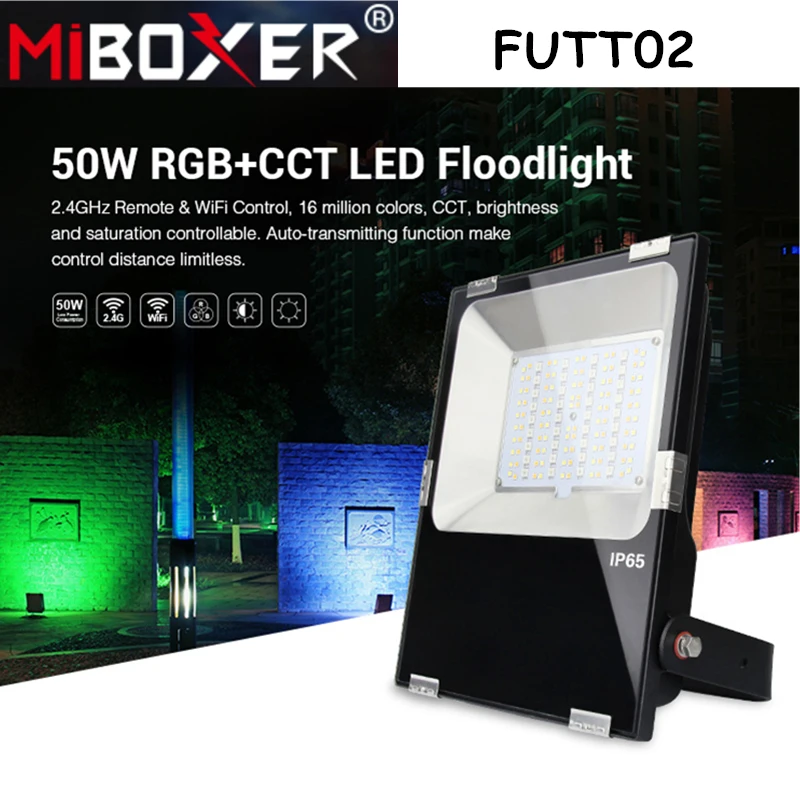 Miboxer FUTT02 50 Вт RGB CCT Светодиодный прожектор AC100 ~ 240 В Водонепроницаемый IP65