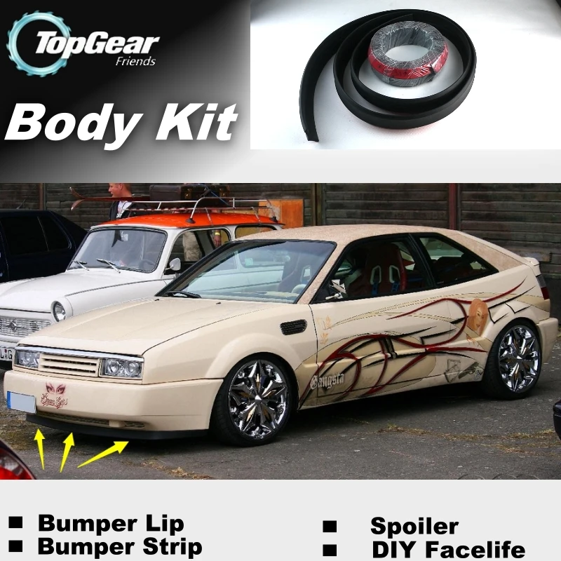 Дефлектор губ бампера для Volkswagen VW Corrado передняя юбка спойлера ДЛЯ TopGear Friends
