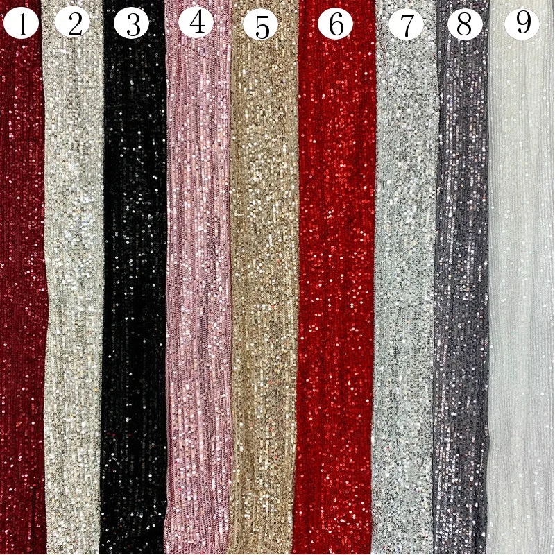 

Glitter Sequin Fabric by the yard For Skirt Dress Sparkle Stretch Mesh, Silver, Red, Pink, Black,White