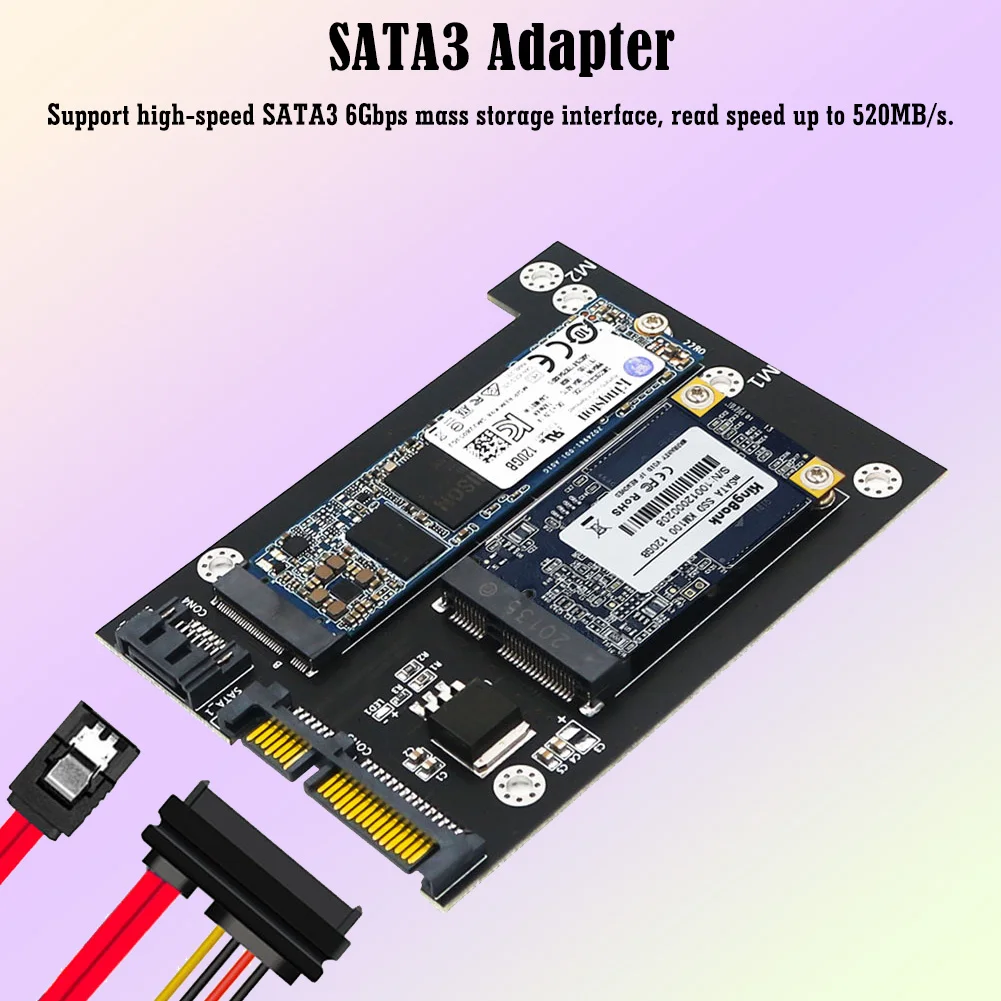 Адаптер Msata/M2-SATA3 2 в 1 6 Гбит/с скорость M.2 NGFF карта преобразователя SSD с кабелем SATA