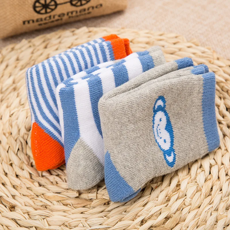 Детские Оригинальные хлопковые детские носки три пары платья синие модели