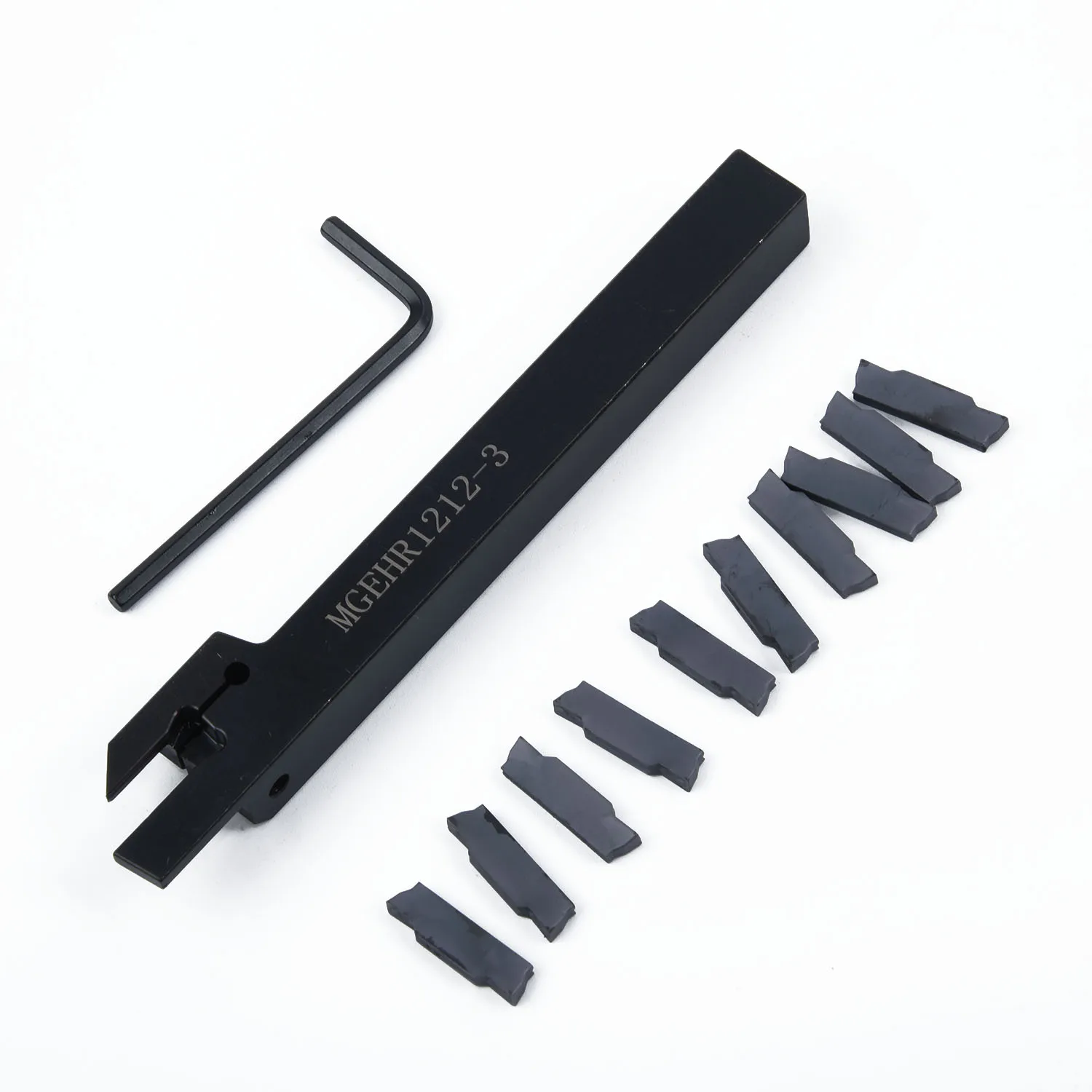 

10Pcs Tungsten SteelMGMN300 Inserts + MGEHR1212-3 Lathe Cut-Off Grooving Parting Tool 10cm/3.94''Holder