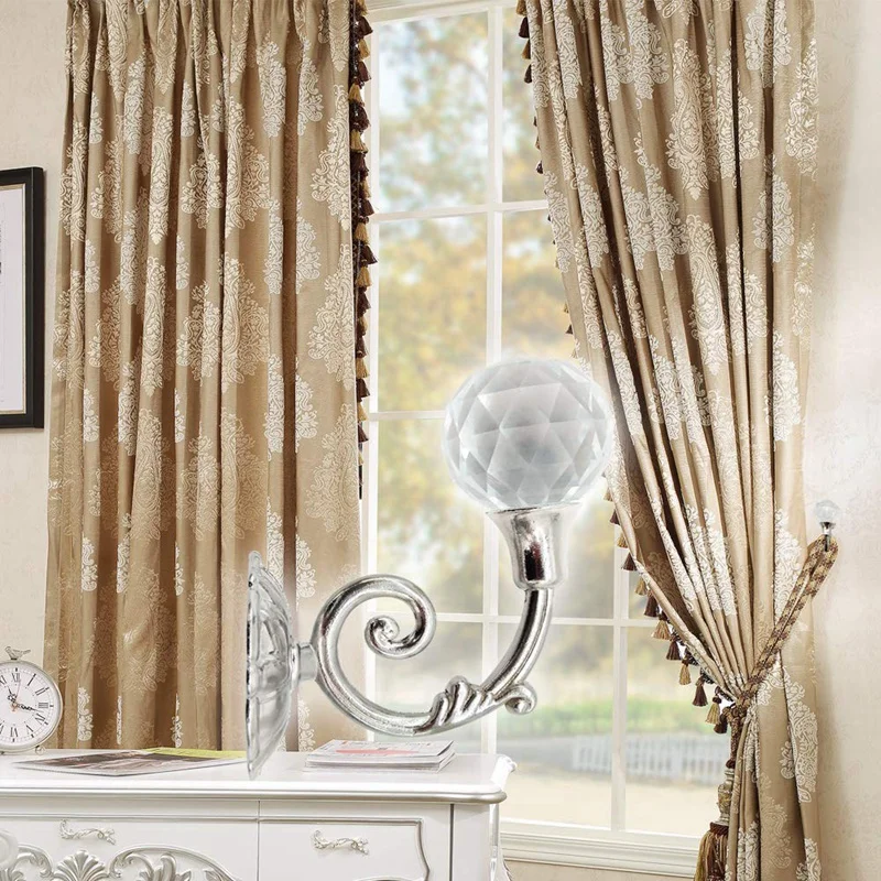 4 PCS Clear Crystal Curtain Holdbacks Wall Mounted Tassel Tieback Hook Drapery Tiebacks Clothes Coat Hat Towel Hanger Ho | Дом и сад