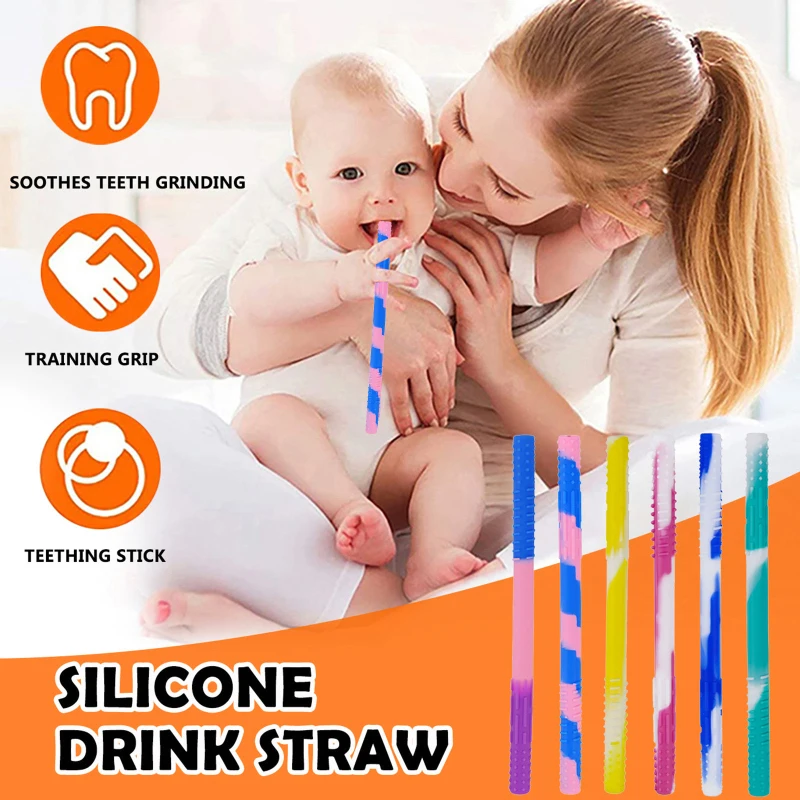 

Silicone Baby Children Molar Rods Complementary Food Straws Food-grade Silicone Beverage Straws Kitchen Accessories For Kitchen