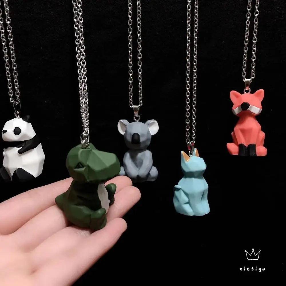 Ожерелье из нержавеющей стали с 3d изображением мультяшных милых животных