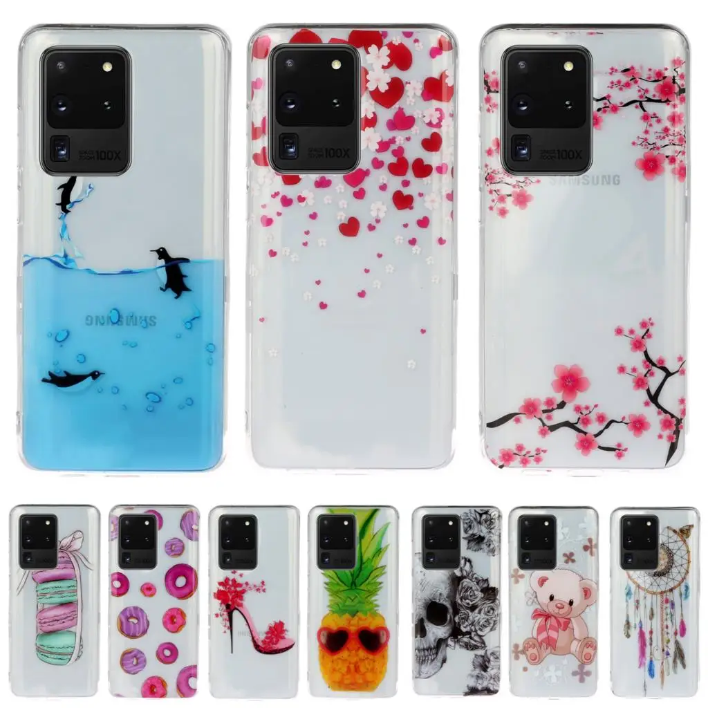 Цветной Мягкий силиконовый чехол для Samsung S20 Plus защитный с рисунком Galaxy Note 10 S10 M30 M20