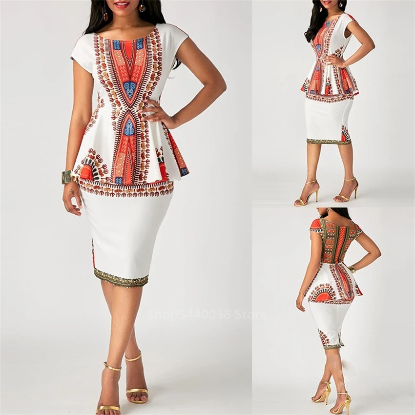 

Fashion 2020 Ladies Africa Style Top Skirts Suit Dashiki Print African Dresses for Women Ankara Vestidos Robe Africaine Ladies