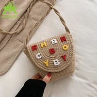 ladies handmade woven handbags letter decoration small ladies shoulder bags luxury designer vacation bucket beach messenger bag
