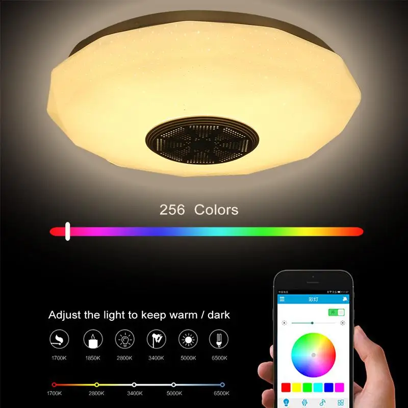 $17.99 120W RGB Dimmable Music Ceiling Lamp Remote&APP Control Smart Ceiling Light AC 220V for Home bluetooth Speaker Lighting Fixture