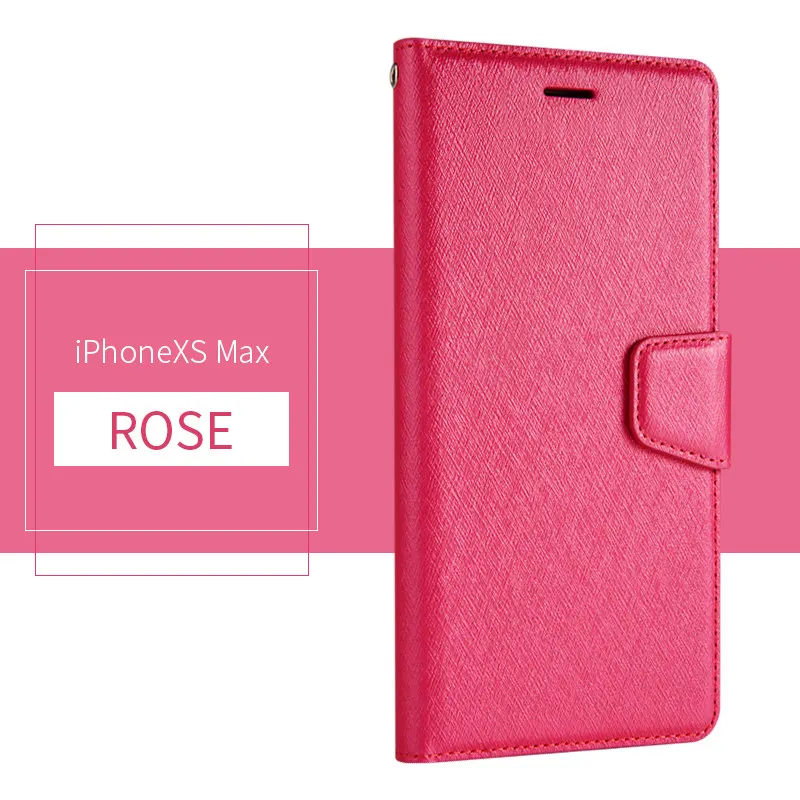 Rose Мягкий кожаный чехол для iPhone XR XS MAX 8 Plus 7Plus 8 7 6Plus 6S 6 flip wallet TPU case - Цвет: Rose
