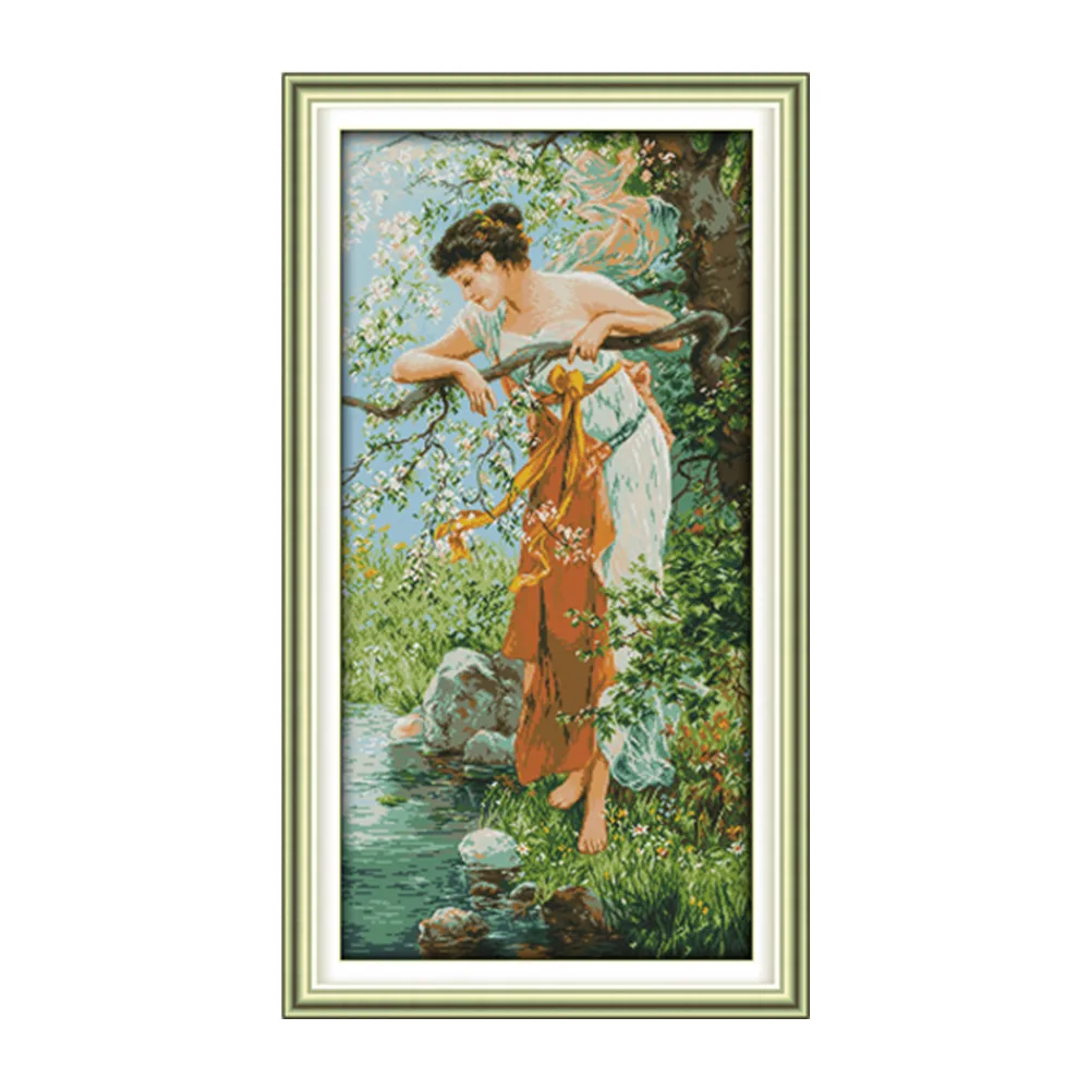 

The charm of spring cross stitch kit people 18ct 14ct 11ct count print canvas stitches embroidery DIY handmade needlework
