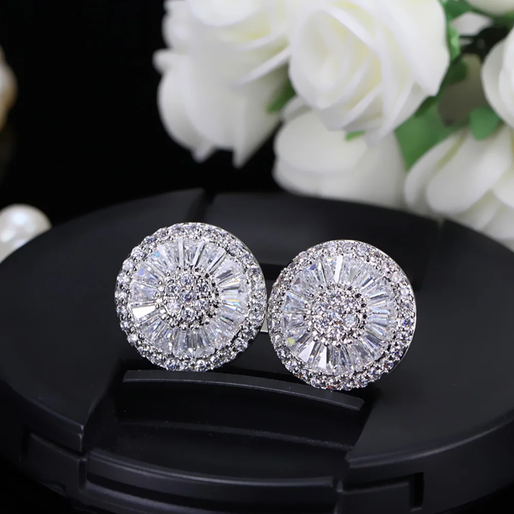 ThreeGraces великолепные CZ Камень Модные ювелирные изделия Pave Установка кубического циркония розовое золото цвет большие серьги гвоздики для женщин подарок ER288