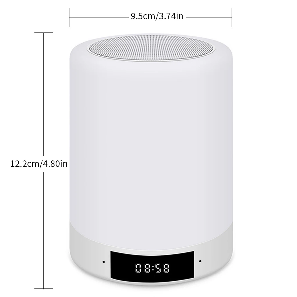 

Mini Bluetooth Speaker LED Display Lighting Colorful Night Light Lamp Wireless Timing Alarm Clock Mini Timer FM Radio Function