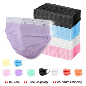 3-слойная одноразовая маска для рта, розовая, белая, черная маска для взрослых, дышащая Нетканая маска с заушными петлями для защиты от пыли, быстрая доставка
