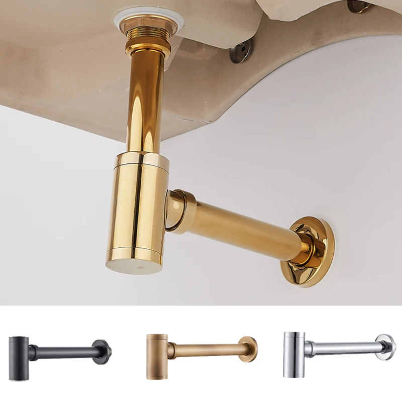 

Bathroom Basin Bottle Trap Drain Gold Modern Sink Pop Up Filter Fixture Stopper Set Washbasin Siphon Hose Accessory Renovation