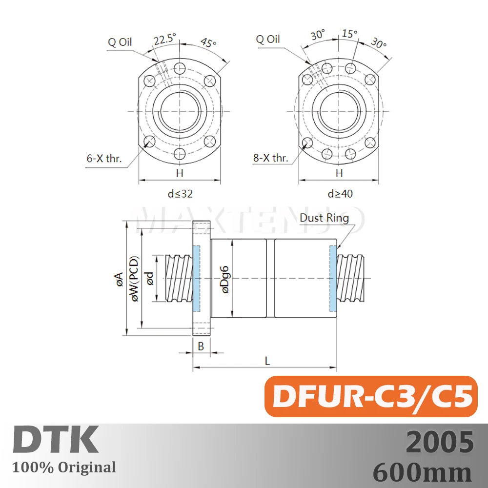 DTK Тайвань DFU2005 C3 C5 заземление 5 мм свинцовый R20 шариковый винт 600 резьбовой вал