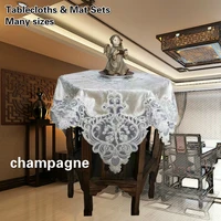 luxury european velvet lace embroidery tablecloths furniture cover cloth balcony coffee round table mat christmas wedding tapete