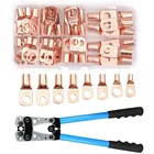 60 шт. в ассортименте, автомобильные медные кольцевые клеммы обжимной разъем для проводов без кабеля, клеммы для аккумулятора, припаянные соединители, комплект HX-50B