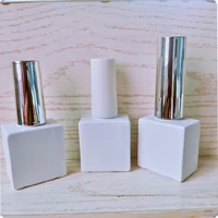 wholesale 10ml nail polish bottles nail gel contaiers glass nail gel packing with brush bar white square nail bottle silverlid