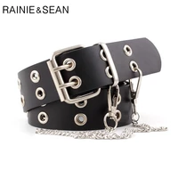 rainie sean punk rock leather belts for women black coffee chain female pin buckle belt streetwear belt cinto 107cm