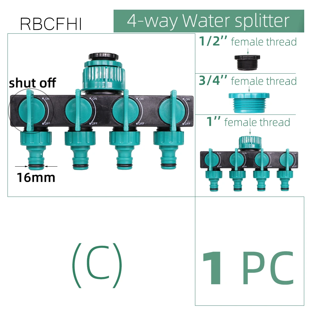 RBCFHl 1/2 'ɳ/4'' 1 ''вход 4-Way делитель воды Femle с резьбой до 16 мм