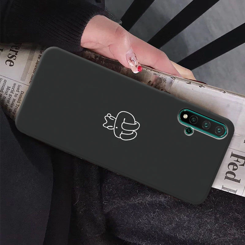 Милый мультяшный простой чехол для Huawei Nova 5 Pro Черный силиконовый с медведем
