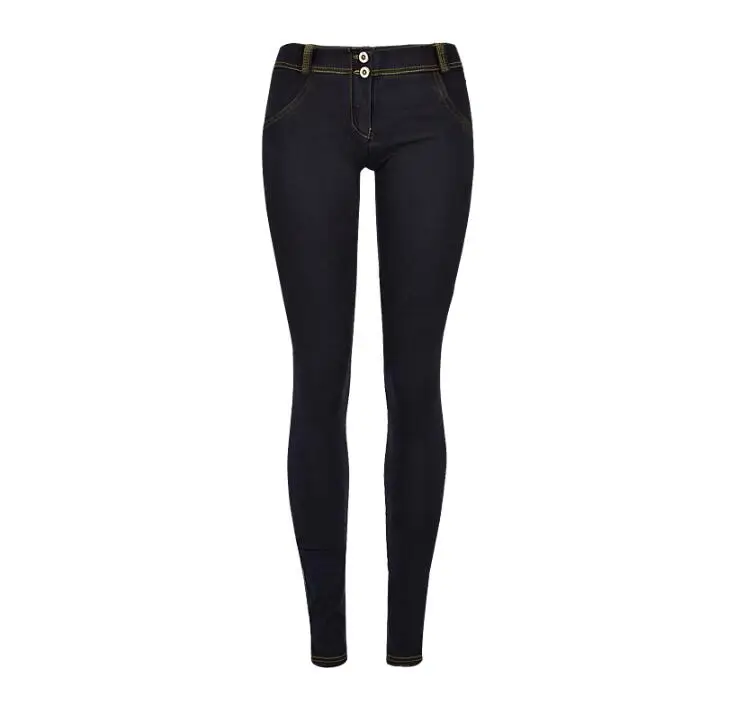 Брюки из денима с низкой талией эластичные черные брюки для фитнеса большие