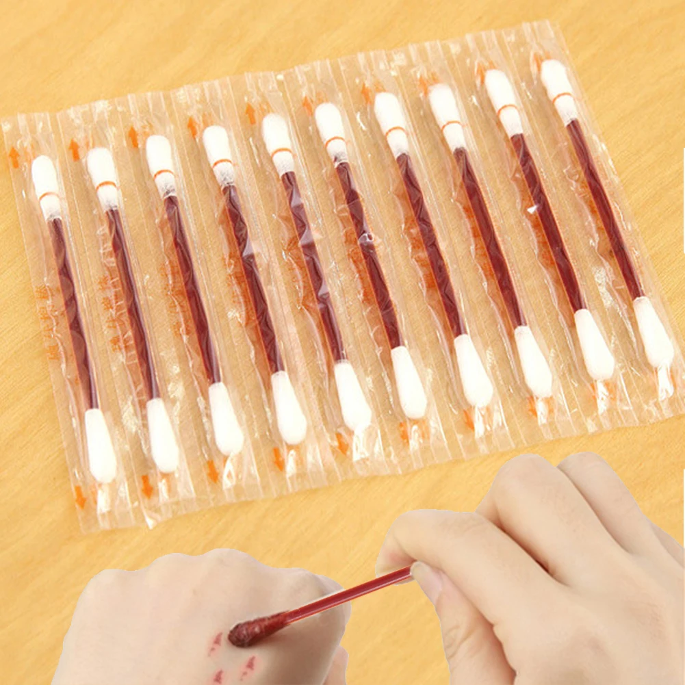 

10/50pcs Iodine Portable Stick Medical Disinfected Cotton Swab Make Up Disposable