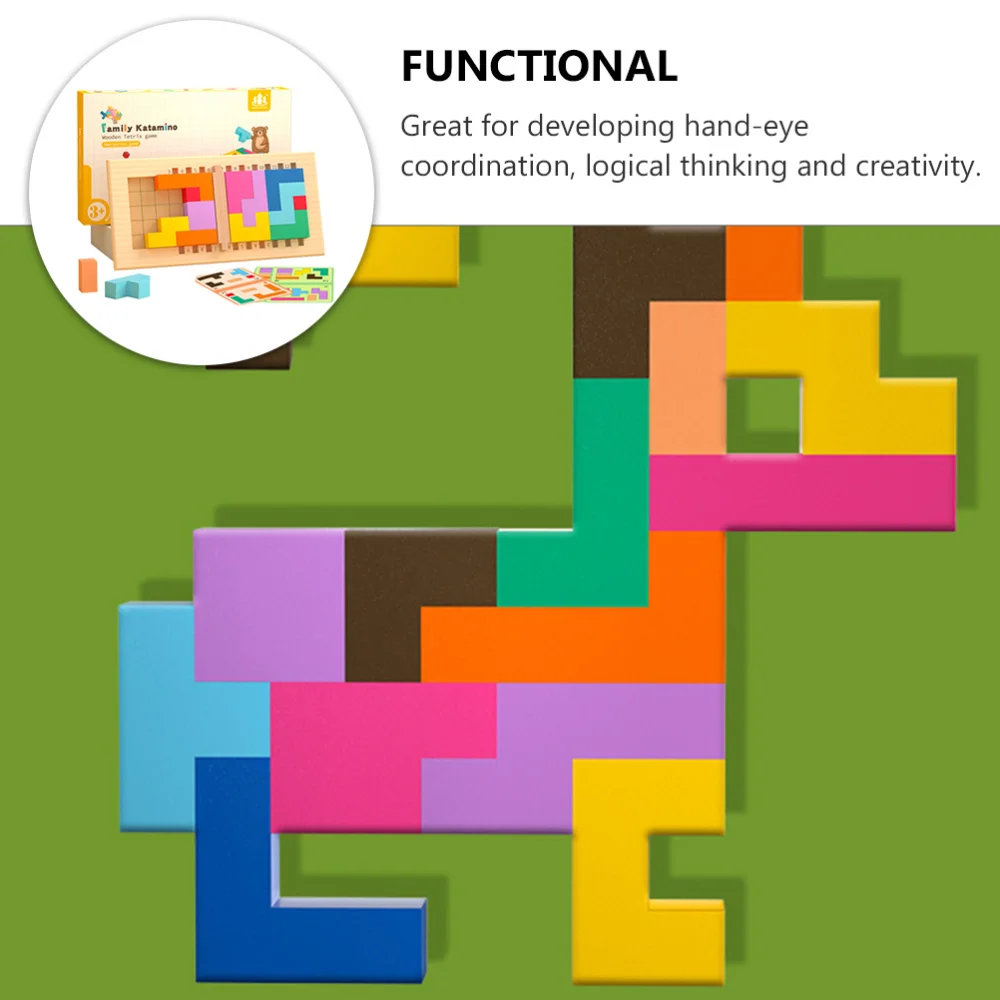 

1 Set Wooden Colorful Kids Building Block Funny Natural Building Block