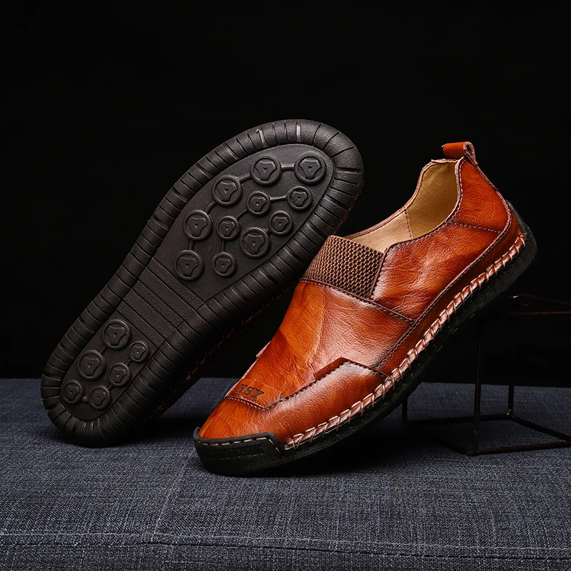 

Men's Casual Leather Shoes Casual Man Shoes Men Zapatillas Informales Hombre Classic For Leather Shoe 2020 Black