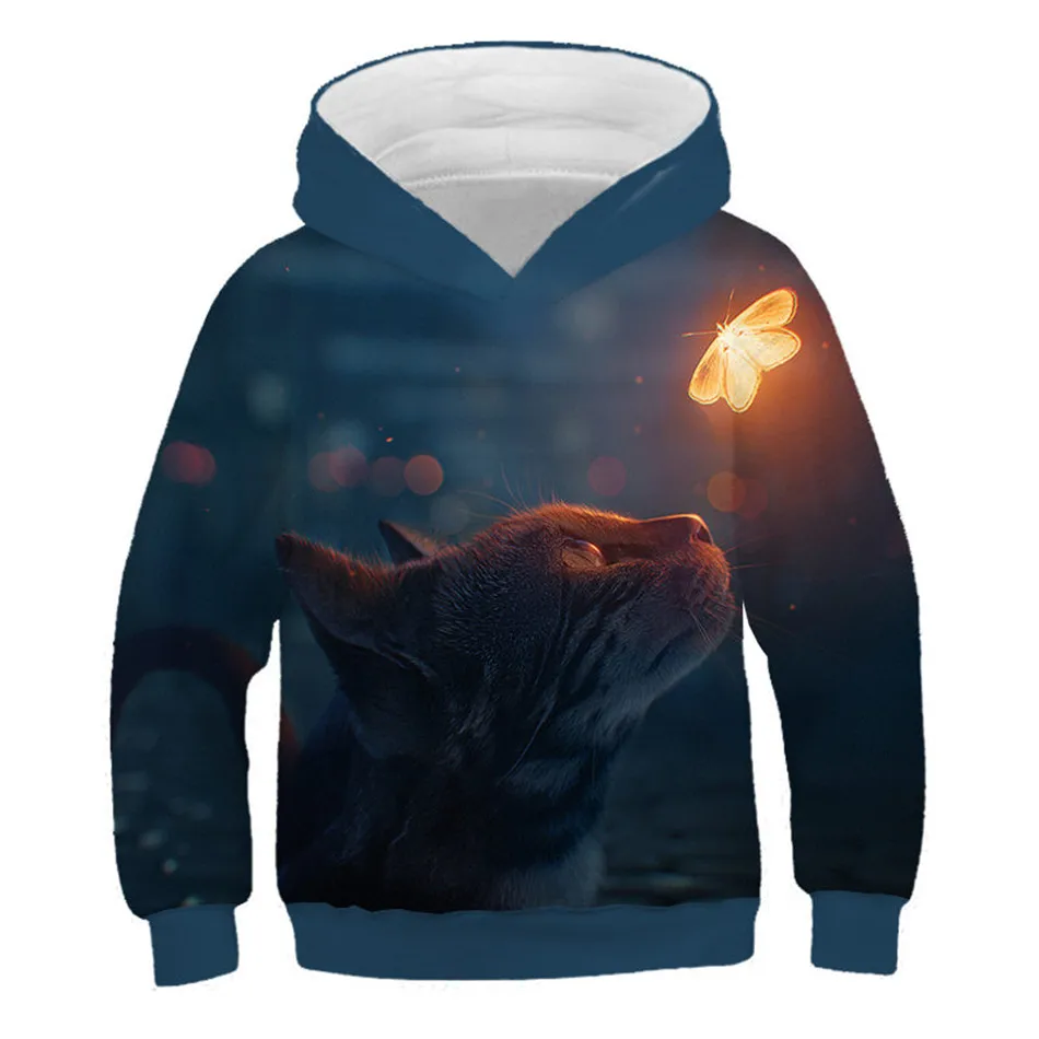 3D толстовки для мальчиков и девочек милые очки с животными детские капюшоном