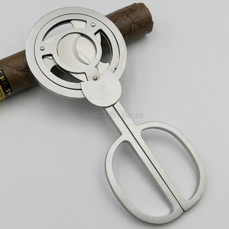 COHIBA благородный нержавеющей стали тройным лезвием кубинские сигары ножницы острые Staright резки сигар Золотой W/Подарочная коробка торговля
