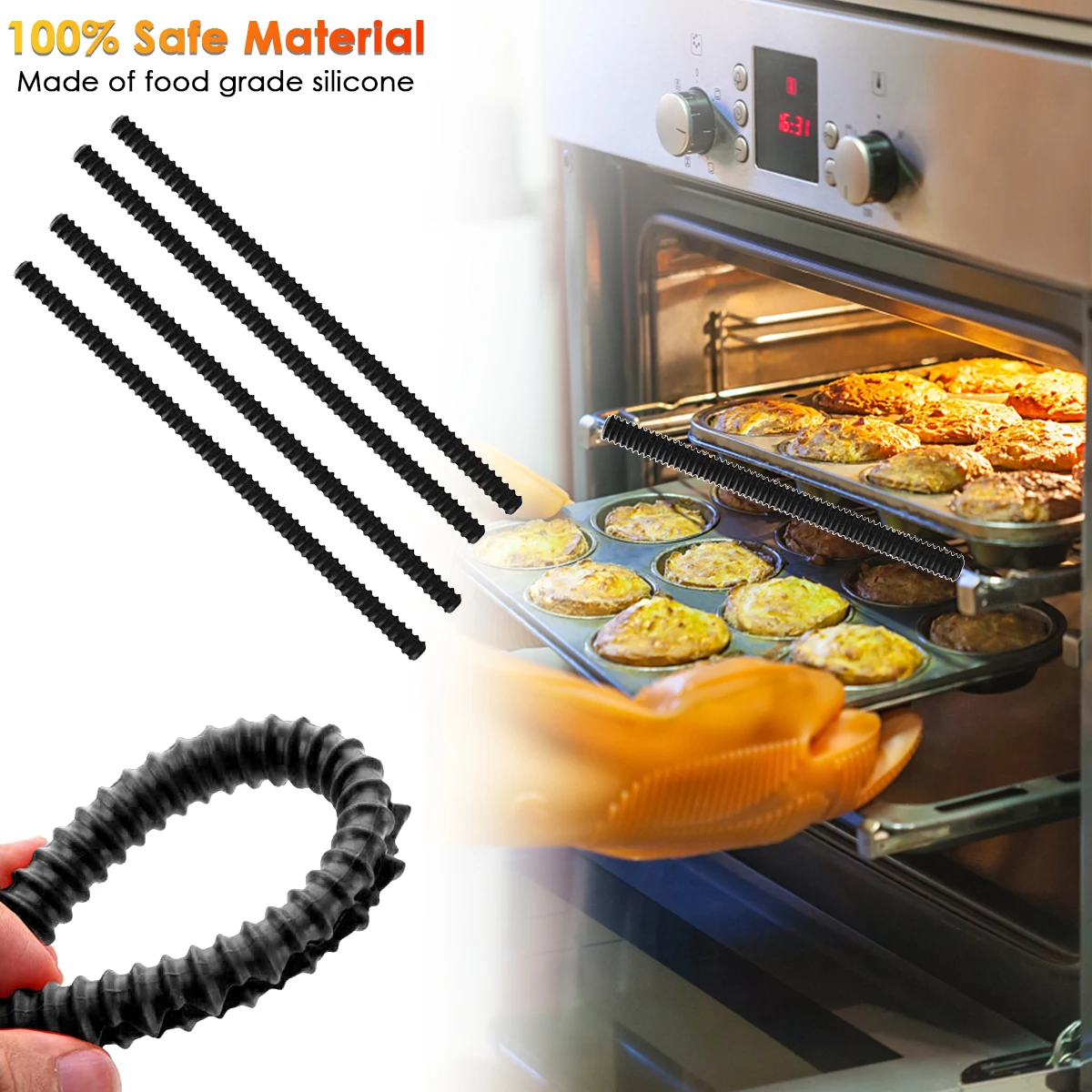 

4PCS Silicone Oven Rack Edge Protector Oven Rack Non-Toxic Flexible Heat-Resistant And Durable Fits All Standard Over Rack