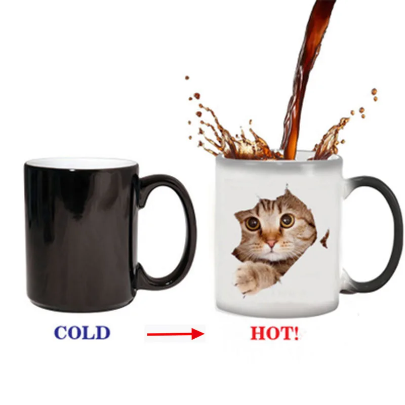 Cute Cat Mug Новая кружка Crazy Cat Mom 350 мл милый кот магический керамический кофе кружки Новинка Термочувствительная меняющий Цвет единорог кошка чайная чашка-кружка - Цвет: Cute Cat Mug