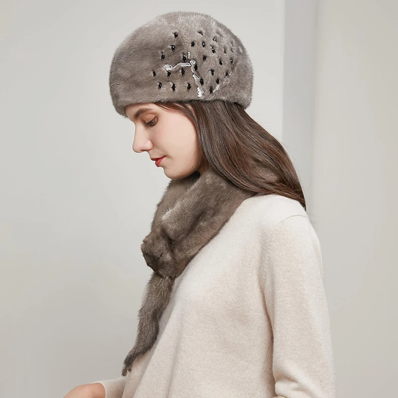 Overall mink fur hats ladies luxurious and fashionable high-quality new caps Russian winter to keep warmDY-04 | Аксессуары для