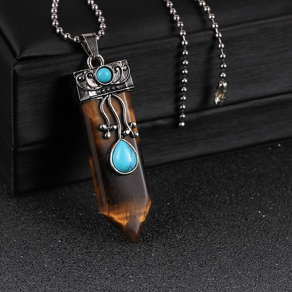 Женское и мужское ожерелье с подвеской из натурального камня тигровый глаз