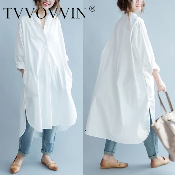 

White Cotton Shirt Dress Big Size Long Summer Women Long Sleeve Chiffon Shirt Dress Vintage Elegant Female Casual Wear QC775