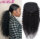 Кудрявые накладные человеческие волосы для конского хвоста, недорогие накладные волосы на клипсе, монгольский кудрявый накладной хвост