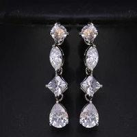 ekopdee luxury aaa zircon crystal long vine earrings bride chandelier custom bridesmaid earring elegant jewelry prom accessories