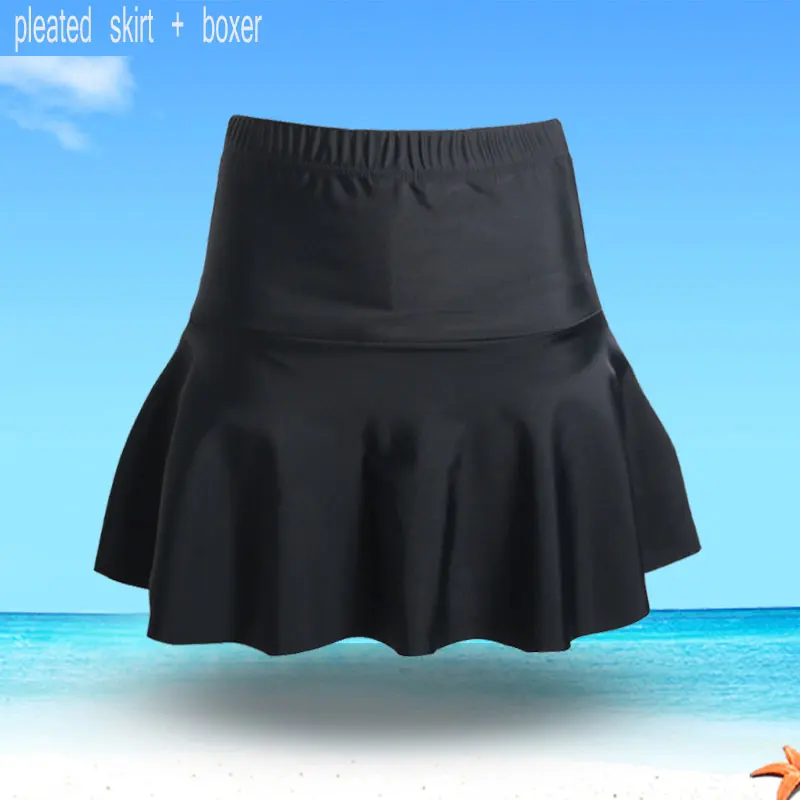 Новые женские плавки 2020 бикини однотонные боксеры с юбкой красные синие черные