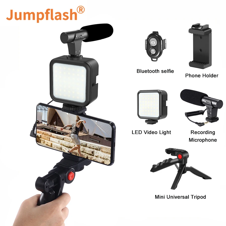 Держатель для телефона Jumpflash DSLR SLR Трипод Vlog наборы видеосъемки 6500K светодиодный