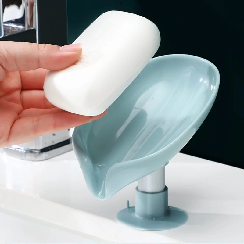 Plastic Leaf Shape Drain Soap Box Creative Holder Stand Dish Multifunction Suction Cup Storage Rack Bathroom Organizer Tool | Дом и сад