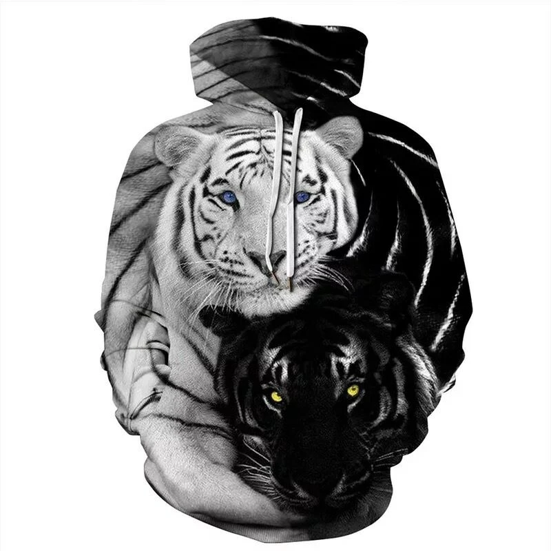 

Ying and Yang Tiger Wolf Hoodies Streetwear Sweatshirt Casual Hoody Men 3D Pullover Harajuku Tracksuit Male HipHop Spring and