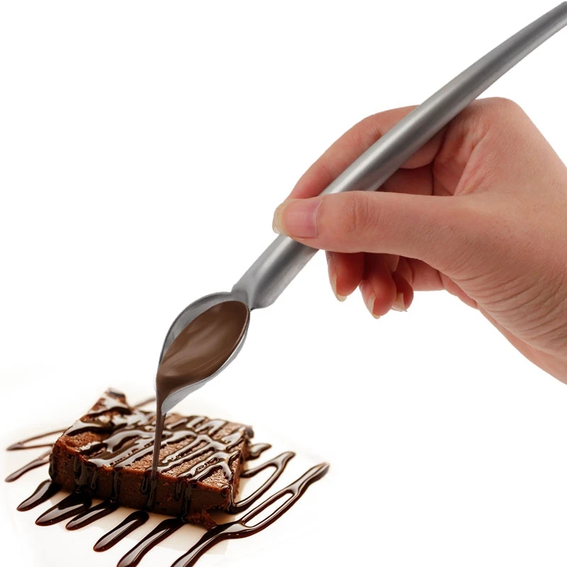 

1Pcs Brownie Non-Stick Baking Pan & 1Ocs Diy Stainless Steel Chocolate Spoon Pencil Spoons Cake Decorating Tools