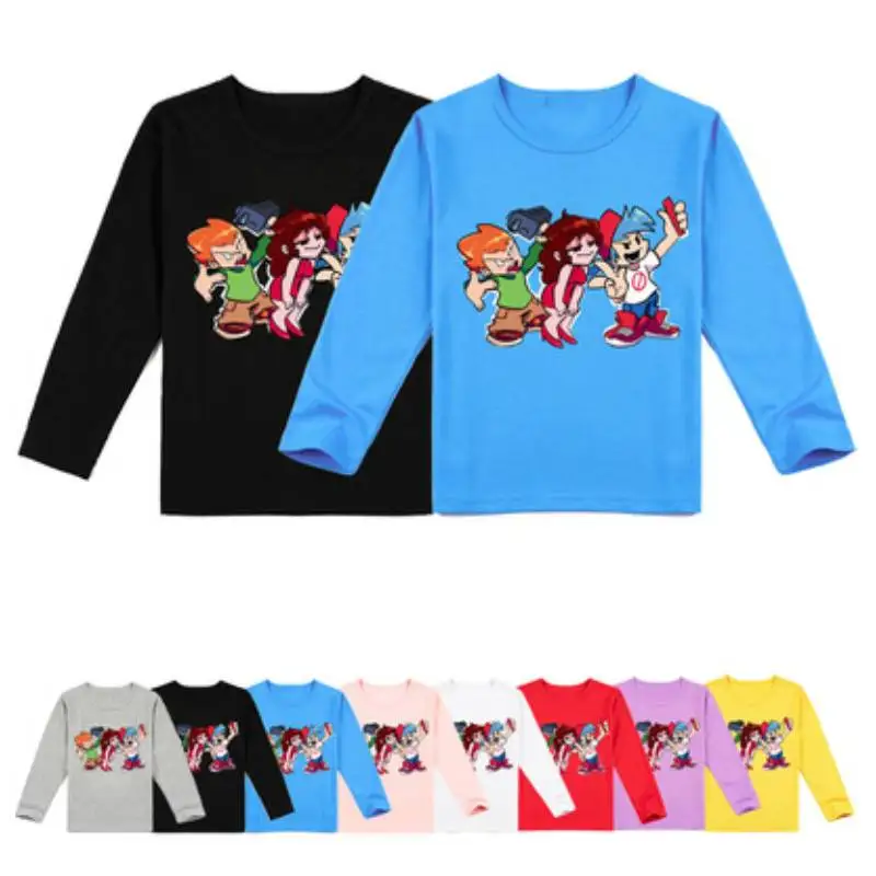 

2-16Y Spring & Autumn Fashion T-shirts Kids Cartoon Friday Night Funkin Tshirt Baby Boys Long Sleeve Tops Girls Casual Clothes