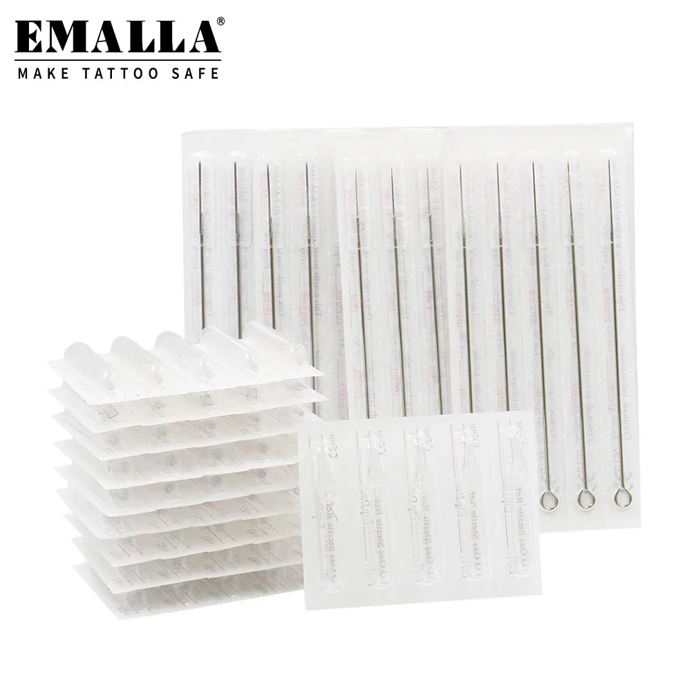 

EMALLA Disposable 50PCS 3RL 5RL 7RL 9RL 11RL Tattoo Needles and 50PCS 3RT 5RT 7RT 9RT 11RT Grey Tattoo Tips Tattoo Needles Kit