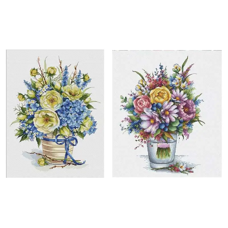 

A bucket of bouquets patterns Counted Cross Stitch 11CT 14CT 18CT DIY Cross Stitch Kits Embroidery Needlework Sets