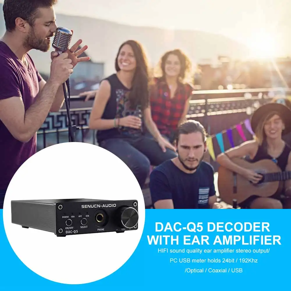 

24 Bit/ 192kHz Optical/ Coaxial/ USB Digital to Analog Adapter Decoder Headphone Amplifier Mini Stereo Pre-Amplifier